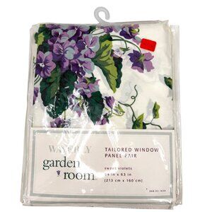 VTG NIP WAVERLY GARDEN ROOM SWEET VIOLETS TAILORED WINDOW PANEL PAIR 84"X63"